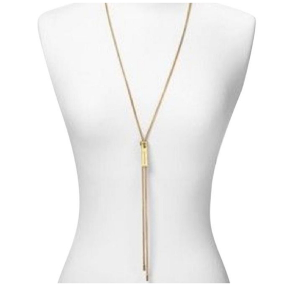 Michael Kors Zipper Design Y Toggle Necklace Gold-Toned - Picture 1 of 9